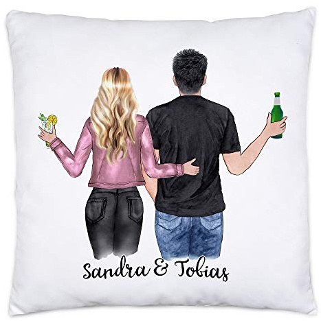 Kiddle-Design Pärchen Kissen | 40x40cm inkl. Füllung mit Namen Jahrestag Geschenk für Paare Freund und Freundin individuell & personalisierbar