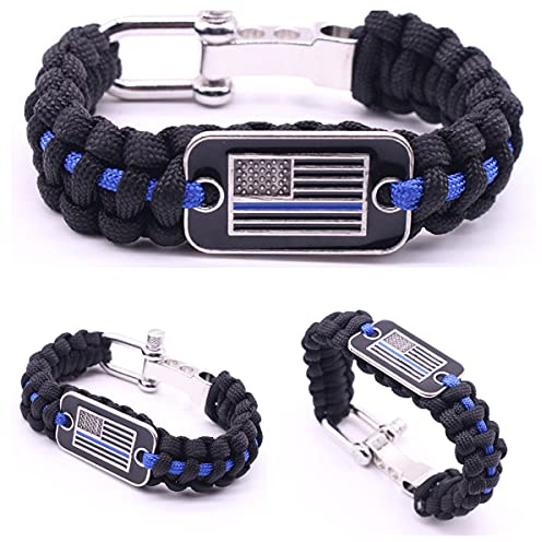 CHENXIKK Paracord Bracelet - USA Flag Logo Paracord Bracelet Survival Tactical Bracelet， 3 Adjustable Sizes