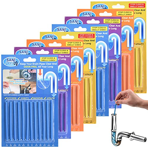 Saijer Drain Sticks,96 Pezzi Sani Sticks Pulitore Enzimatico Cleaning Sticks Drain Cleaner Sticks Tubo Pulitore Detergente Mantiene Gli Scarichi Privo Di Odori Senza Ostacoli per WC Fognario Bagno