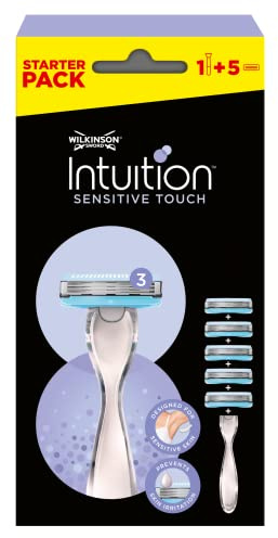 Wilkinson Sword Intuition Sensitive Touch Rasierer – Packung mit 1 Rasierer + 5 Ladeköpfe – Vorteilspackung Trilamer für Damen