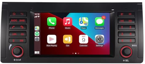 LXKLSZ Autoradio für BMW E39 M5 Kompatibel mit drahtlos Carplay/Android Auto mit IPS Touchscreen/Bluetooth/Mirror Link/FM/AM/USB