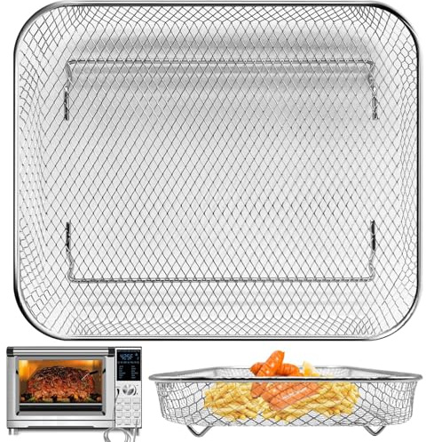 Air Fryer Basket Replacement for Nuwave Bravo XL Air Fryer Toaster Convection Oven, 12 * 10'' Non-stick Mesh Air Fryer Stainless Steel Basket Wire Rack Accessories Parts, Dishwasher Safe