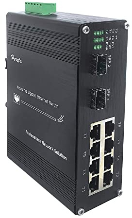 Commutateur Ethernet industriel 8 ports TP 10/100/1000Base-TX et 2 ports optiques SFP Commutateur à fibre Gigabit trempé 1000Base-FX