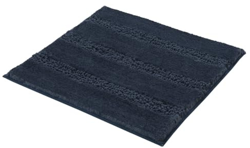 Kleine Wolke Badteppich Monrovia Navy 60 x 60 cm | OEKO-TEX zertifiziert, rutschhemmende Unterseite, für Fußbodenheizung, maschinenwaschbar, 100% Polyester