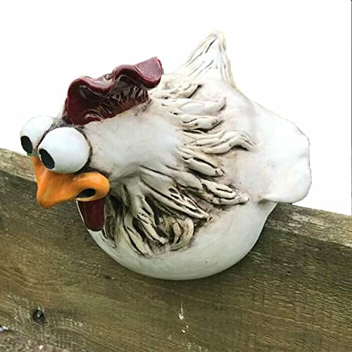 Kirdume Huhn Deko Garten, Keramik Huhn Gartendeko, Deko Hühner Figuren, Garten Stecker Hen Hahn Hens Geeignet Für Terrassen, Garten Und Balkon Dekorationen, Lustiger Harz Hahn Outdoor Statuen