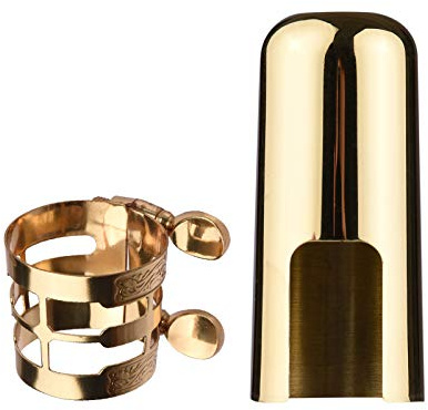 HUIOP Ligadura de Saxofón de Ajuste de Doble Tornillo Con Tapa de Boquilla - Duradera y Compacta Para Saxofón Alto