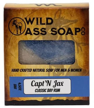 Wild Ass Soap Co | Capt'n Jax Bay Rum | All Natural Hemp Seed Oil Bar Soap for the Working Man | Moisturizing For Dry Skin | 4.5 oz Bar