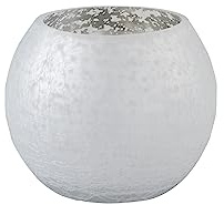 Windlicht kugel rissig glas matt/glänzend silber small