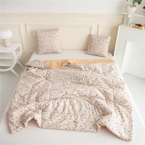 Hixingo Reisedecke und Kissen 2 in 1, Reisedecke mit Kissen Set Multifunktionale Reise Decke und Kissen 2 in 1 Weichem Flugzeug Verwandlungskissen für Urlaub, Camping (Weiße Blume,50 * 50cm)