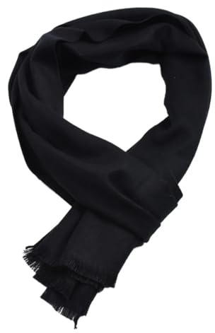 Einfarbiger Kaschmir-Schal, Winter, warm, Halstuch, Pashmina-Schal für Herren, Schals, Schwarz , One size