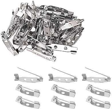 120pcs Silver Bar Pins - Locking Pins with Holes, Secure Clasp, Badge Pin Backs for Jewelry Making