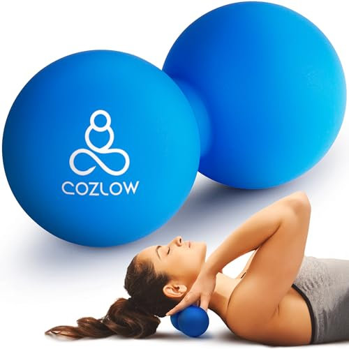 Double Lacrosse Massage Ball - Cobalt Blue - Peanut Trigger Point Roller for Mobility, Deep Tissue Therapy & Myofascial Release - Ergonomic Acupressure Tool for Muscle Pain Relief by Cozlow