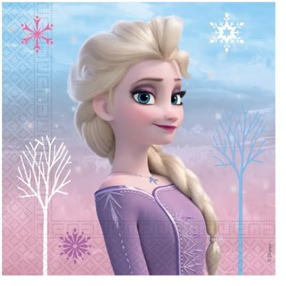 SPARKLERS CLUB Pack de fête Reine des Neiges, Lot de 52 pièces, 16 assiettes, 16 gobelets, 20 serviettes, vaisselle jetable, vaisselle de fête, décoration de table, Frozen