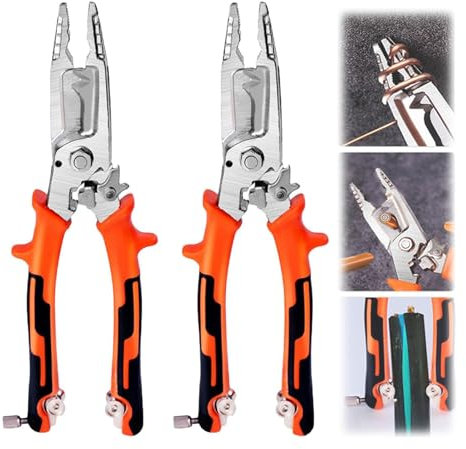 KVLHCSVA 10 in 1 utensile Manuale Multifunzione spelafili, utensile per crimpatura Professionale Multifunzione spelafili con Taglio a Coda, utensile spelafili, tagliacavi, spelafili elettrici (2)