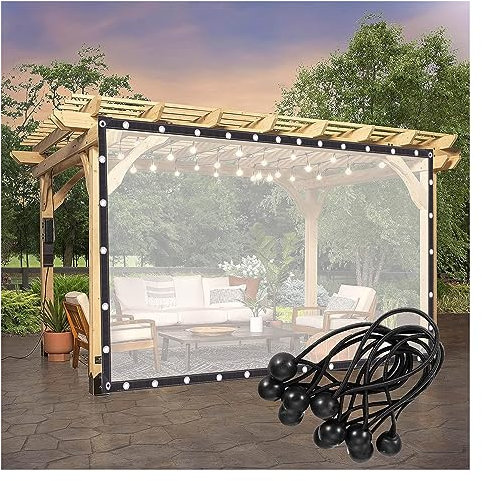 Transparente wasserdichte Abdeckplane für den Außenbereich, Pergola, anpassbar, 6 x 1 m, für Gartenpavillon, Terrasse, Trennwände, Vorhänge, 0,14 mm Dicke