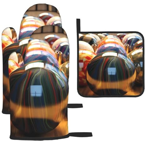 YYHHAOFA Lot de 3 gants de cuisine imperméables et durables pour four et manique pour isolation thermique et boules de bowling