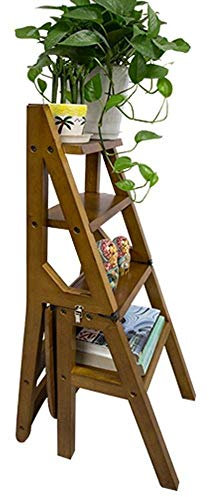 SIAMZYWV Kletterhocker für den Innenbereich, Leiterhocker, 4-stufiger Klapptreppenstuhl aus Holz, Tritthocker, multifunktionale Sicherheits-Trittleiter für den Haushalt
