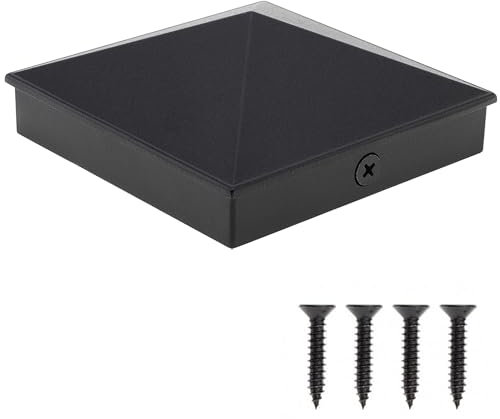 PNXKTXO - Tappi per pali da recinzione, 10 x 10 cm, in alluminio, finitura opaca, superficie verniciata a polvere, per pali in legno o terrazze, colore: nero