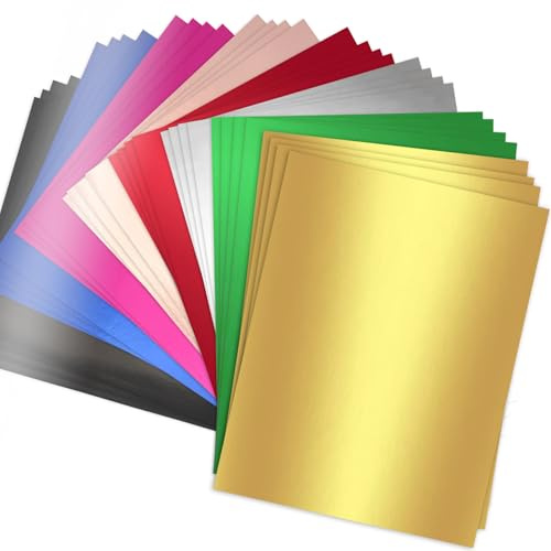 A4 spegelkort i blandade färger, 60 ark 8 färger 250 gsm/92 Ib metalliskt reflekterande papper för hantverk gör-det-själv-projekt korttillverkning festdekoration