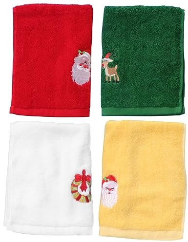 FELTECHELECTR 4stücke Teiliges Weihnachtsmotiv Handtücher Kreative Stickerei Für Festliche Dekoration Für Badezimmer Und Tägliche Nutzung