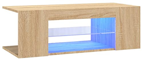 Eleganz Meuble TV avec lumières LED - Chêne Sonoma - 90 x 39 x 30 cm - Matériau bois moderne pour le salon, compact et élégant - Parfait pour les petits espaces