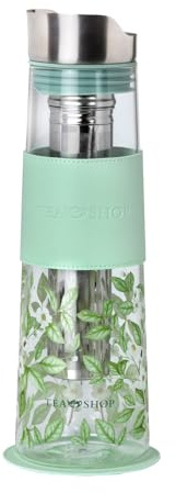 TEA SHOP - Jarra de Té Camelia - Jarra de Cristal Termorresistente con Tapa, Filtro y Hielera - 1 L - Accesorios para té o infusiones