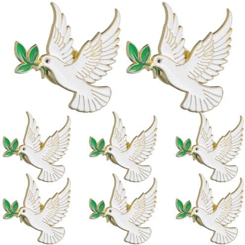 Minkissy 8 StüCke Friedenstaube Broschen Taube Pin Metall Tier Abzeichen Vintage Anstecknadeln FüR Kleidung Dekoration Schmuck FüR Frauen Weiß 1.34X1.22X0.39In