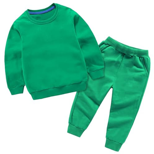 Generisch Baby Jungen Mädchen Kleidung Winter Einfarbig Langarm Pullover Sweatshirt Hosen 2Pcs Outfits Set (Green, 12-24 Months)