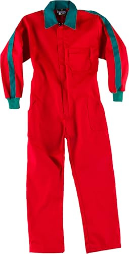 WORKTEAM Buzo de Niño, Infantil, Tipo Trabajo Combinado, Mono Niño con Cremallera Oculta, Multibolsillos, Puños Elásticos y Tejido Resistente. Niño y Niña Rojo+Verde 12