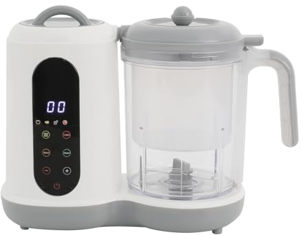 Multifunktions Mixer für Babynahrung, Gemüse und Obst, 450W Babynahrungszubereiter Dampfgarer & Zerkleinerer, 400ml Kapazität, Ideal für Familien, Kindergarten & Küche, Weiß