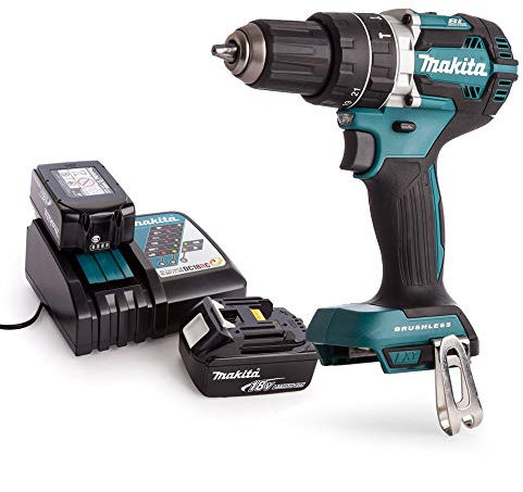 Makita DHP484Z 18v Li-ion Brushless Combi Drill with 2 x 3Ah Batteries & Charger