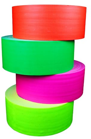 UV FLOOR - Packung Fluoreszierende Aufkleber - Gaffer Premium-Qualität - Neon Zubehör - Party - Dekorativer Klebestreifen - 4er Set - 5cm x 25m