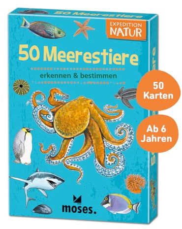 Moses. Expedition Natur - 50 Meerestiere, Entdeckerkarten zur Bestimmung von Tierarten, Outdoor-Spielzeug für Kinder ab 6 Jahren
