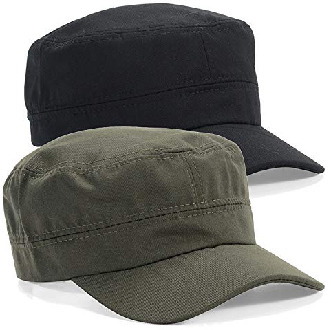 Gyllene äpple 2 st dam herr bomull klassisk armékeps militärhattar baseballkeps platt topp huvudbonad justerbar (56-60 cm) (grön + svart)