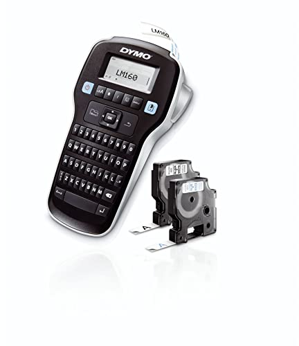 DYMO LabelManager 160 Tragbares Beschriftungsgerät Starter-Set | Etikettiergerät mit QWERTZ Tastatur & Einfache Textbearbeitung | mit 3 Rollen | für D1 Etiketten in 6, 9 und 12mm Breite