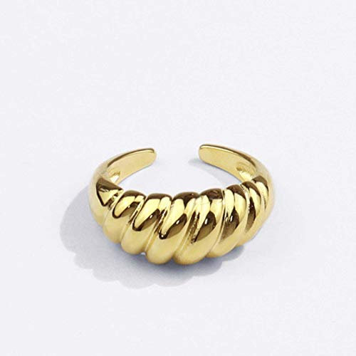 GoodLuck 925 Sterling Silber Schrägfaden Französisch Ring Frauen Einfache Öffnung Modeschmuck Verfeinerung Verhindern Sie Allergie Gift