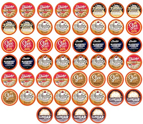 Two Rivers Coffee Lot de 52 dosettes de café dessert compatibles avec les machines à café K Cup, y compris 2.0, assortiment aromatisé à portion unique