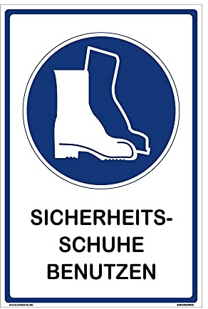 kleberio® Hinweisschild Labor - Sicherheitsschuhe benutzen - 20 x 30 cm Arbeitsschuhe Schutzschuhe Werkstatt Schild Chemie Fußschutz Sicherheits Schuhe Arbeiterschuhe S1