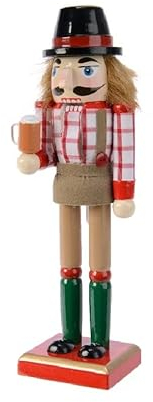 Kaemingk Deko Nuss-Knacker Bayr-ischer Bub Bua Hiasl Oktober-fest + Bierkrug German-Style, Höhe x Breite x Tiefe: ca. 25 x 7 x 6 cm, handbemalt