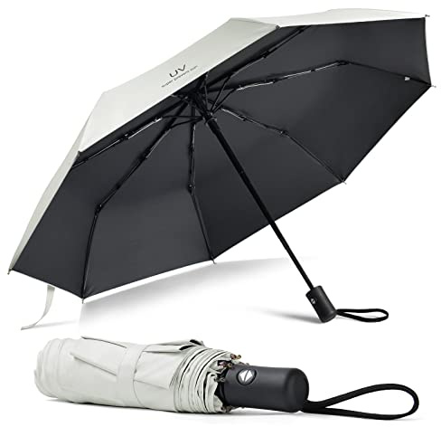 Vicloon Ombrello - da Sole/Pioggia Pieghevole Compatto con Apertura e Chiusura Automatica, 8 Nervature in Lega di Alluminio, Ombrello Anti-tempesta in Teflon 210T Ombrello Pieghevole