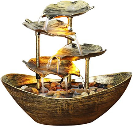 KVSERT Fuente de agua de mesa de relajación para interiores, con luz LED, para oficina, habitación, decoración de escritorio A