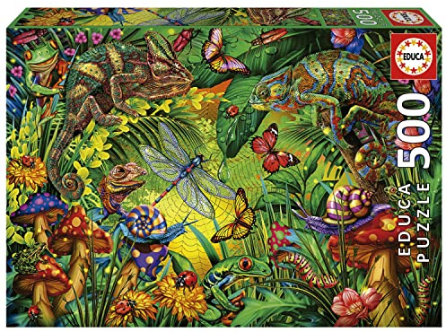 Educa - Puzzle 500 Teile für Erwachsene | Buntes Dschungelleben, 500 Teile Puzzle für Erwachsene und Kinder ab 11 Jahren, Tierpuzzle (19551)