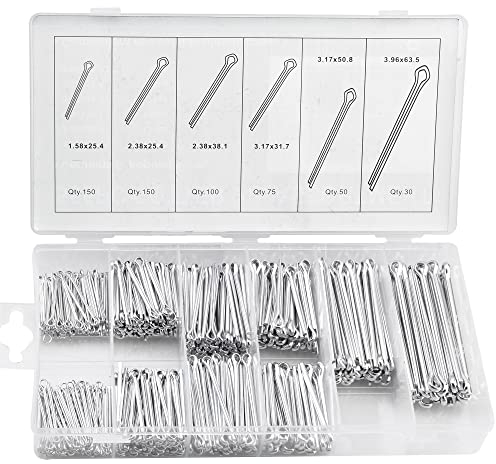 Splint-Sortiment, 555-teiliges Splint-Sortiment, sortiert, Clip, Schlüssel, Befestigungsstift-Set, Anhängerstift für Automobilachse