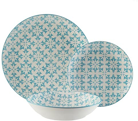 Versa Set de Vajilla Herald Azul Porcelana 18 Piezas