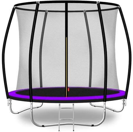 Baunsal® Trampolin Outdoor Ø 244 cm (FGIS) lila-schwarz als Komplettset Gartenspielzeug Kindertrampolin Gartentrampolin rund Garten Spielzeug für Kinder