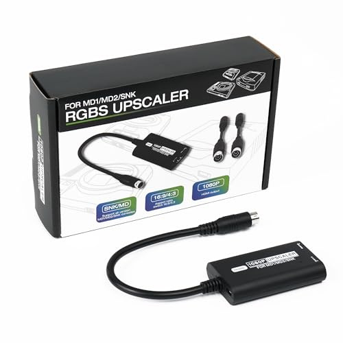 BITFUNX Adaptateur SEGA Genesis/Megadrive/SNK HDMI™ - Prend en charge l'upscaler RGBS vers HDMI 1080P et le commutateur 16:9/4:3, adaptateur de jeu vidéo Plug & Play sans décalage, pour Genesis MD1/2