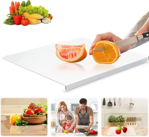 Geananao Acryl Schneidebretter Mit Anschlagkante für die Küchentheke, Durchsichtige Schneidematten, BPA-Free, Rutschfestes