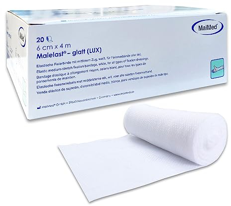 Verbandsmaterial Mullbinden 6cm x 4m – 20 Stück elastische Fixierbinde Bandage – latexfreie Binden Verband dehnbar