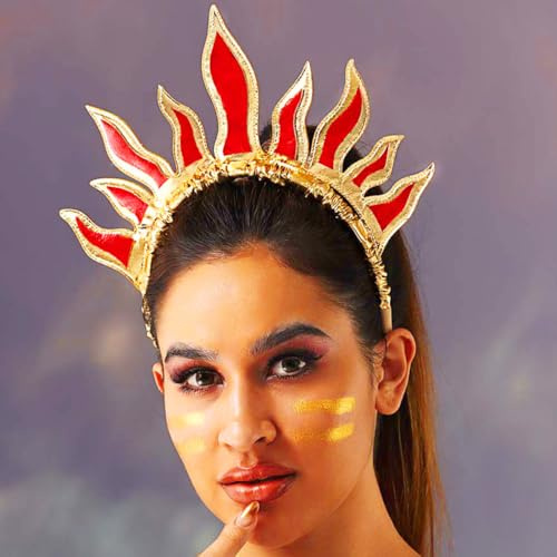 Zoestar Flamme Stirnband Rote Flamme Feuer Haarreif Göttin Halo Krone Kopfschmuck Halloween Karneval Kostüm Haarschmuck für Frauen und Mädchen