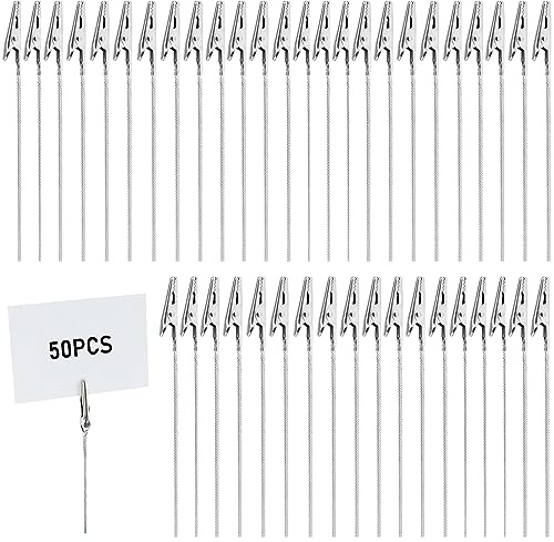 Pinzas de Cocodrilo del Alambre de Metal, 50 Piezas de Clip de Cocodrilo para Fotos, 10 cm - Soporte para Clips de Notas, Clips de Fotos de Metal, para Notas, Clips de Papel, Bodas